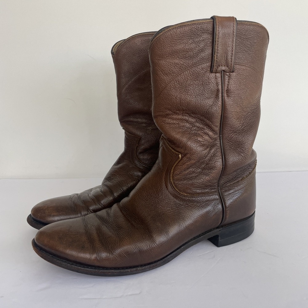 Justin Boots Mens‎ 8D Womens 9.5 #3714 Brown Corona 10" Roper Western Cowboy